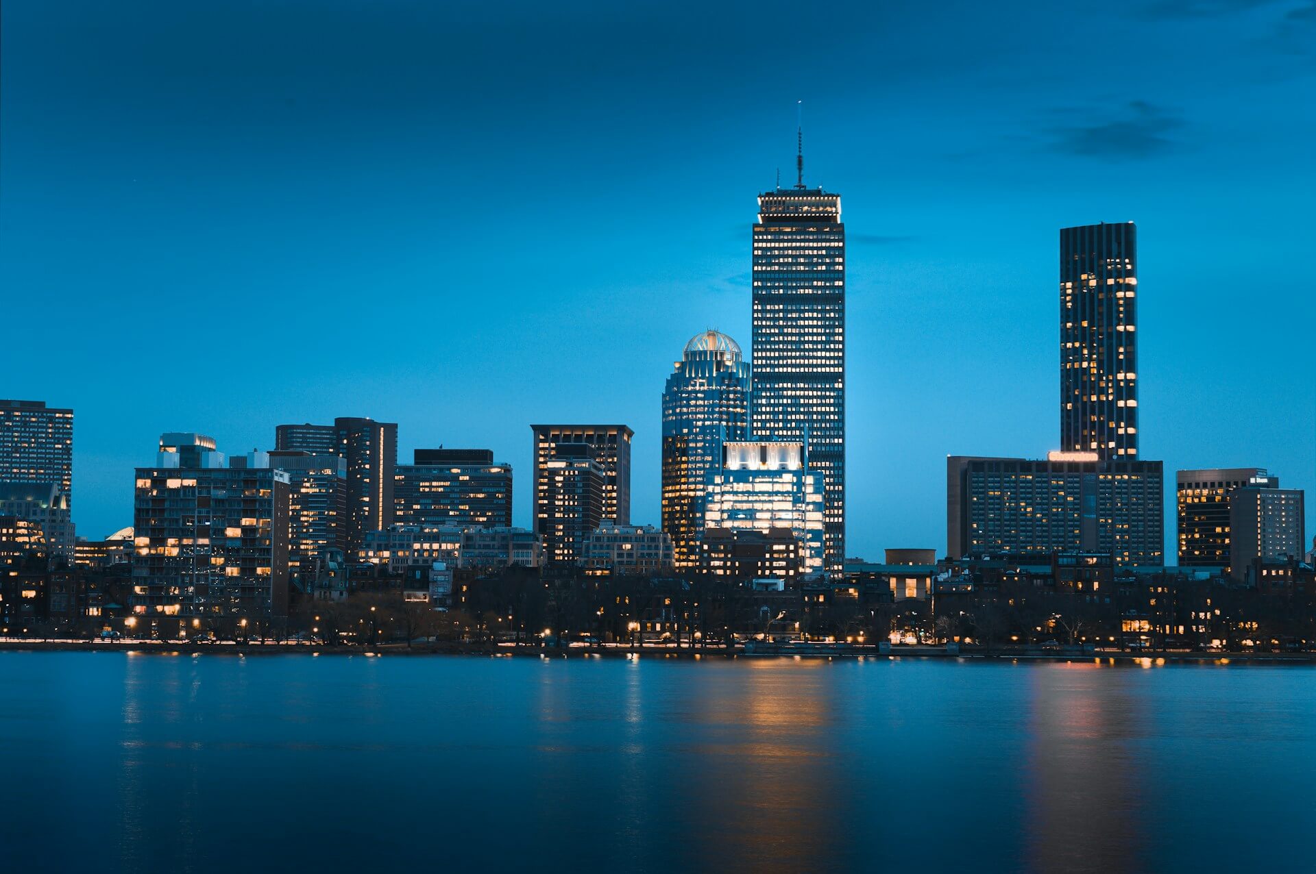 Boston skyline at dusk